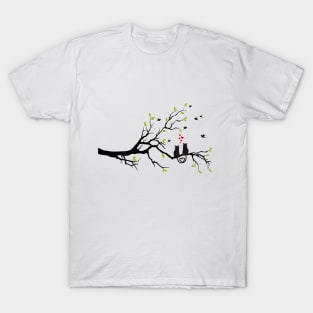 Cats in love on spring tree T-Shirt